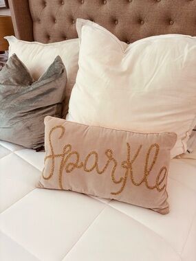 Sparkle Gold “Sparkle” Velvet Lumbar Throw Pillow 12” x 20” Blush Pink